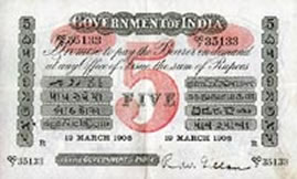 Burma banknote 5 rupees 1908 ian gradon banknotes www.worldnotes.co.uk